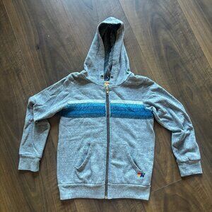 Kids Unisex Aviator Nation Grey 5 Stripe Hoodie - Size 8/10